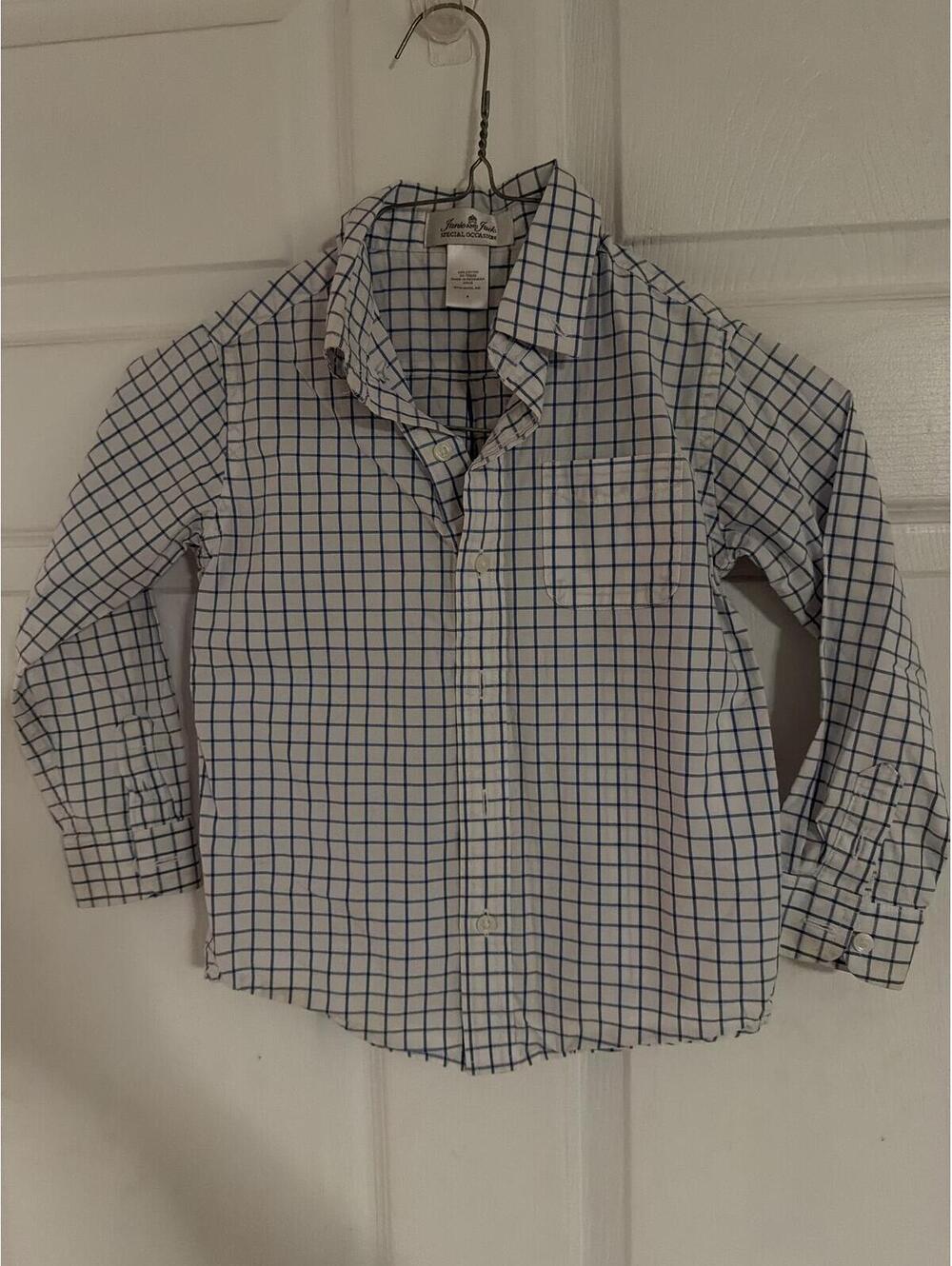 Janie and Jack Boys' Long Sleeve Button-Down Shirt - Blue and White Checkered